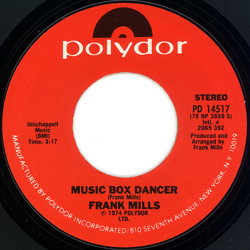 Frank Mills - Music Box Dancer - Polydor - PD 14517 - 7", Single, CP  1205519479