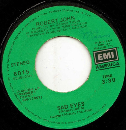 Robert John - Sad Eyes (7", Single, Jac)