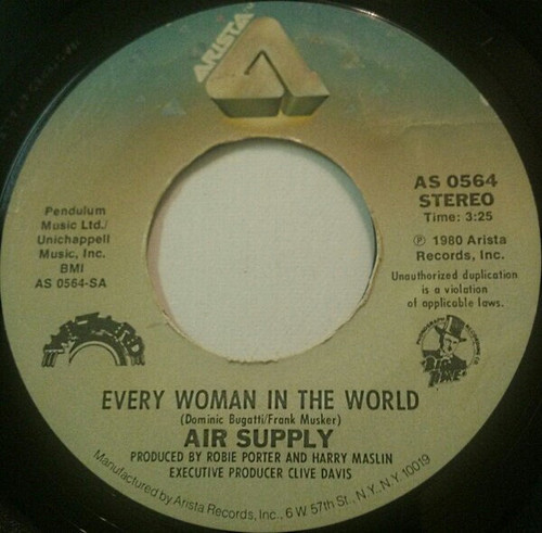 Air Supply - Every Woman In The World - Arista - AS 0564 - 7", Single, RE, Styrene,  Te 1206838214