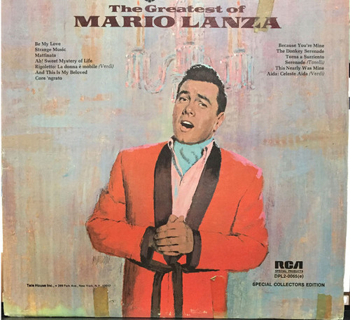 Mario Lanza - Tele House, Inc. Presents The Greatest Of Mario Lanza - Tele House, RCA Special Products - DPL2-0065(e) - 2xLP, Comp, Dyn 1206971232