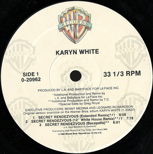 Karyn White - Secret Rendezvous - Warner Bros. Records - 0-20962 - 12", Maxi 1208183626