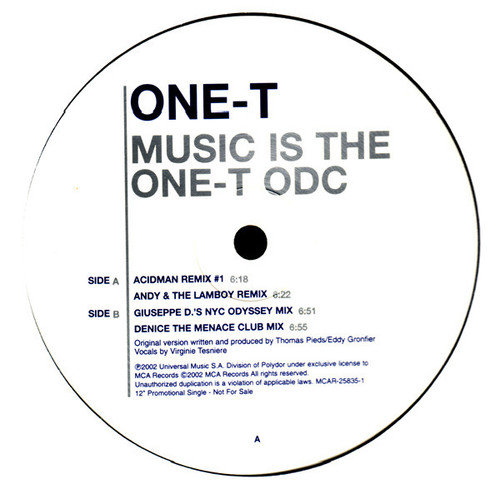 One-T - Music Is The One-T ODC - Serious Records, MCA Records - MCAR-25835-1 - 12", Promo 1208355242