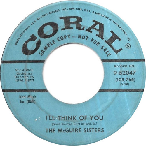 The McGuire Sisters* - I'll Think Of You (7", Promo)