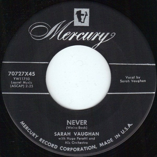 Sarah Vaughan - Never / C'Est La Vie (7", Bla)