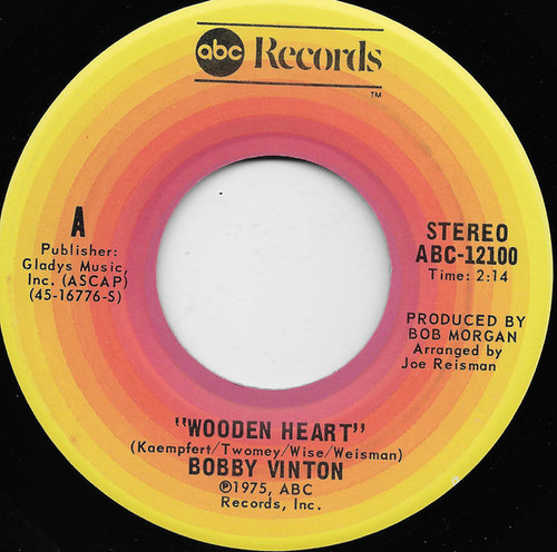 Bobby Vinton - Wooden Heart - ABC Records - ABC-12100 - 7", Single 1225693506