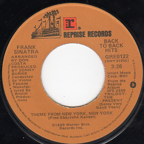 Frank Sinatra - Theme From New York, New York / You And Me (We Wanted It All) - Reprise Records - GRE0122 - 7", Jac 1225726290