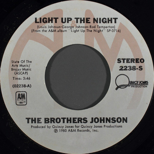 The Brothers Johnson* - Light Up The Night (7", Single, Pit)