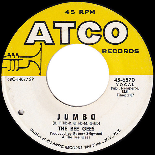 Bee Gees - Jumbo / The Singer Sang His Song - ATCO Records - 45-6570 - 7", Single, SP 1236918684