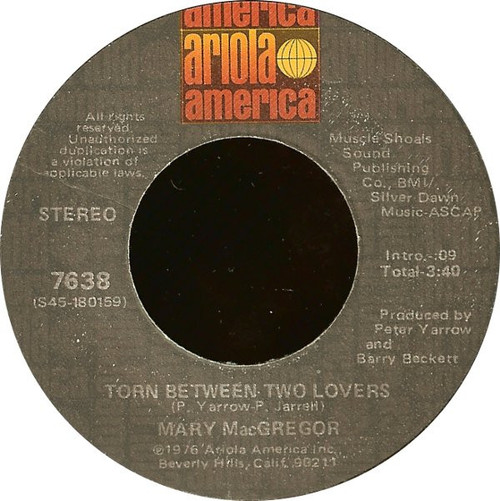 Mary MacGregor - Torn Between Two Lovers - Ariola America - 7638 - 7", Single, Win 1236919218