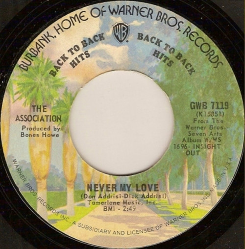 The Association (2) - Never My Love / Windy (7", Single)