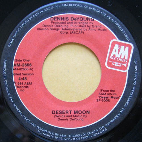 Dennis DeYoung - Desert Moon - A&M Records - AM-2666 - 7", Single 1237136112