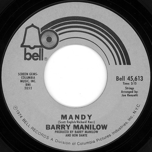 Barry Manilow - Mandy - Bell Records - Bell 45,613 - 7", Single, Styrene, Pit 1237165215