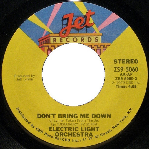 Electric Light Orchestra - Don't Bring Me Down - Jet Records - ZS9 5060 - 7", Single, Styrene, San 1238235417