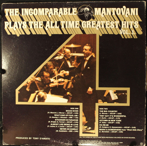 Mantovani And His Orchestra - The Incomparable Mantovani Plays The All Time Greatest Hits, Vol. 1 - London Records - XPS 906 - LP, Comp, Club 1244041680