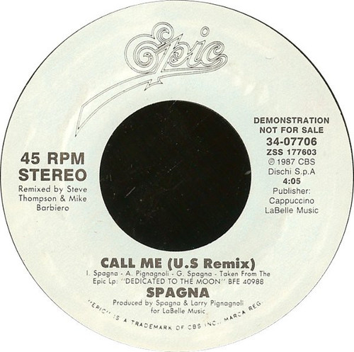 Spagna* - Call Me (U.S. Remix) (7", Promo)