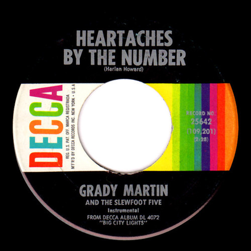 Grady Martin And The Slew Foot Five - Heartaches By The Number / The Velvet Glove - Decca - 25642 - 7", Single, Pin 1245349449