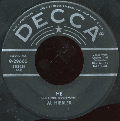 Al Hibbler - He / Breeze (Blow My Baby Back To Me) - Decca - 9-29660 - 7", Single 1245679302