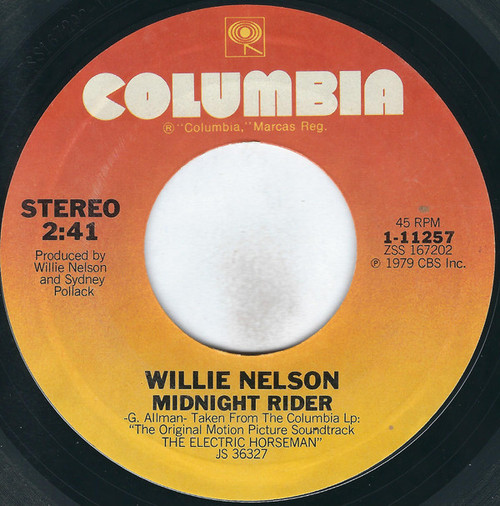 Willie Nelson - Midnight Rider (7", Single, Styrene, Ter)