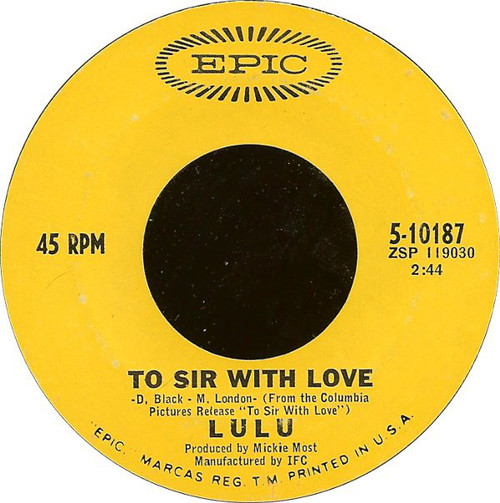 Lulu - To Sir With Love / The Boat That I Row (7", Single, Styrene, Ter)