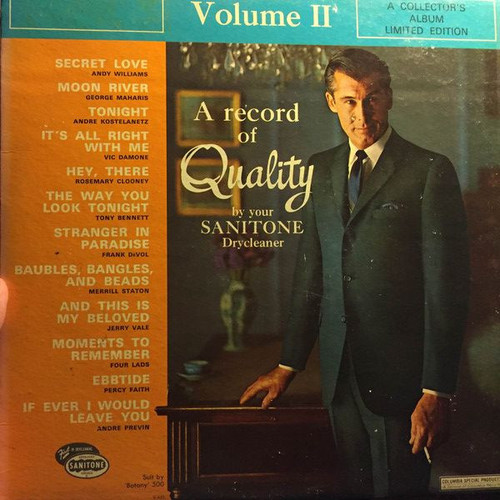 Various - A Record of Quality Volume II - Sanitone Drycleaners, Columbia Special Products - S-431 - LP, Comp, Smplr 1247265771
