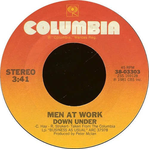 Men At Work - Down Under - Columbia - 38-03303 - 7", Single, Styrene, Ter 1248233406