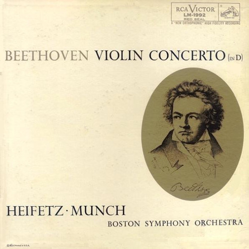 Beethoven*, Heifetz* • Munch*, Boston Symphony Orchestra - Violin Concerto (In D) (LP, Album, RP)