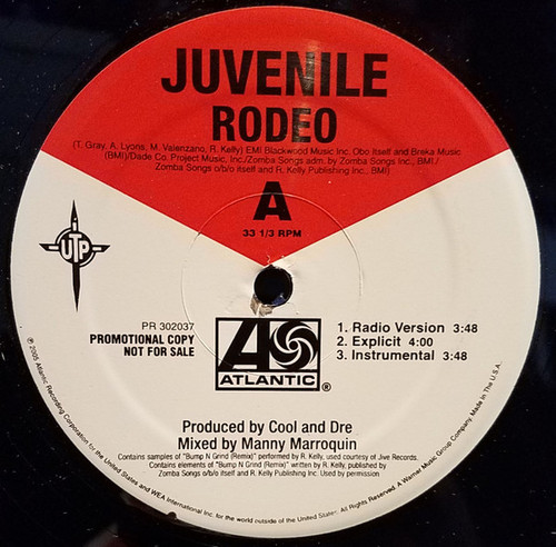 Juvenile (2) - Rodeo / Get Ya Hustle On - Atlantic - PR 302037 - 12", Single, Promo 1351062049