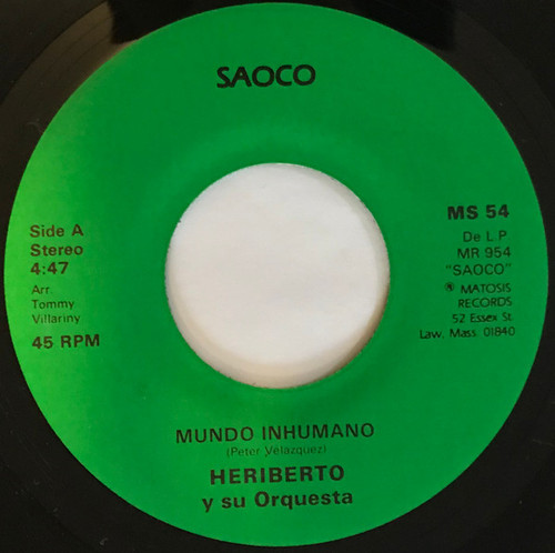 Heriberto Y Su Orquesta* - Mundo Inhumano (7")