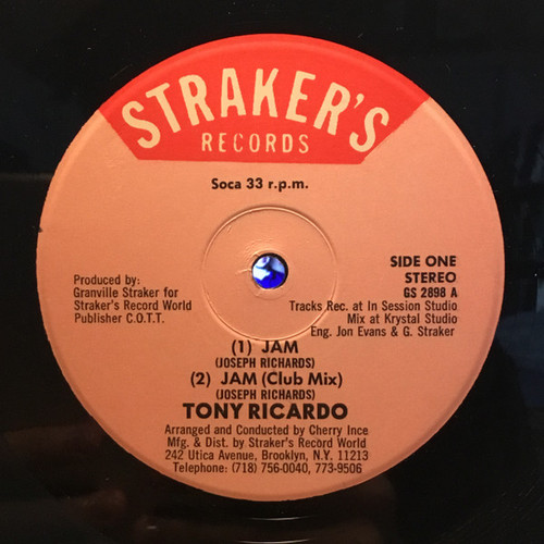 Tony Ricardo - Jam / Indira  - Straker's Records - GS 2898 - 12" 1439829130