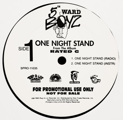 5th Ward Boyz - One Night Stand - Rap-A-Lot Records, Noo Trybe Records, Underground Records (6) - SPRO 11035 - 12", Promo 1475037985