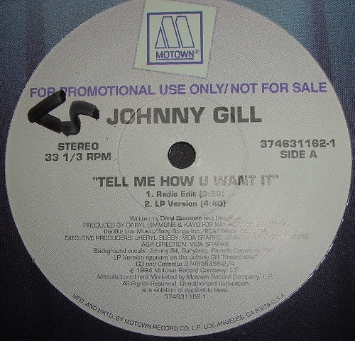 Johnny Gill - Tell Me How U Want It - Motown - 374631162-1 - 12", Promo 1476441058