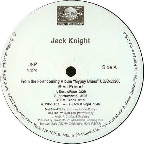 Jack Knight - Best Friend - Universal Records, Universal Records - U8P 1424, U8P-1424 - 12", Promo 1488185680