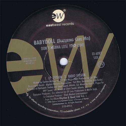 Babydoll (2) / DJ Smurf (2) - Don't Wanna Lose Your Love / Shake For Me - EastWest Records America - ED-6093 - 12", Promo 1500562993