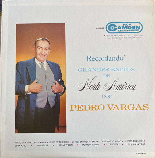 Pedro Vargas - Recordando Grandes Éxitos de Norte América con (LP, Album, Mono)