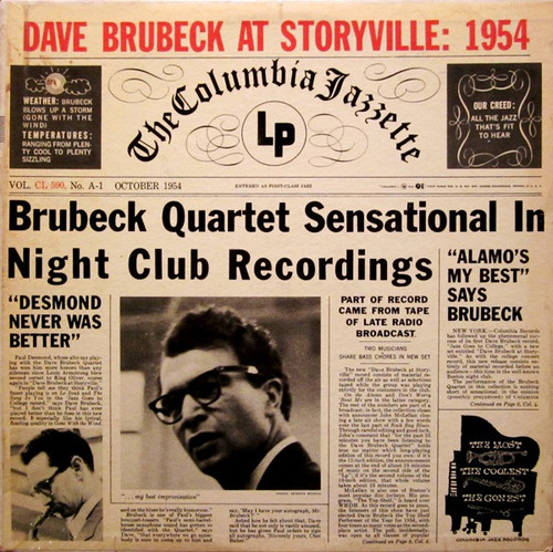 The Dave Brubeck Quartet - Dave Brubeck At Storyville:  1954 - Columbia - CL 590 - LP, Album, Mono, RE 1555042870