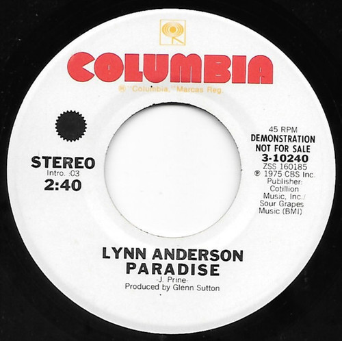 Lynn Anderson - Paradise - Columbia - 3-10240 - 7", Promo 1589093614
