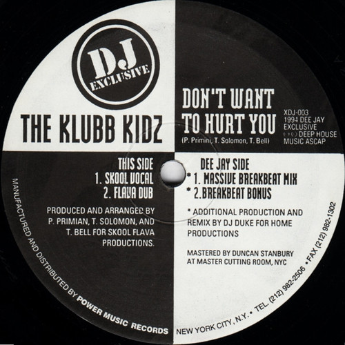 The Klubb Kidz - Don't Want To Hurt You (12")