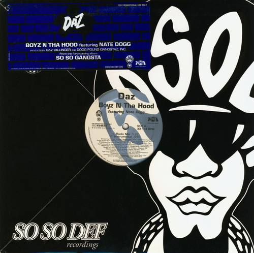 Daz Dillinger Featuring Nate Dogg - Boyz N Tha Hood - So So Def, Zomba Label Group - SSD-63453-1 - 12", Promo 1645212283