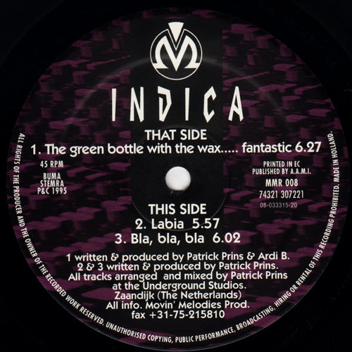 Indica - The Green Bottle With The Wax..... Fantastic (12")