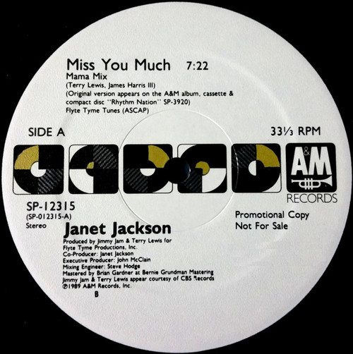 Janet Jackson - Miss You Much (12", Promo)