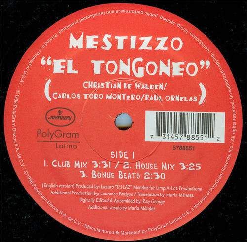 Mestizzo - El Tongoneo - PolyGram - TONGONEO RE-1 - 12", Promo 1647850435