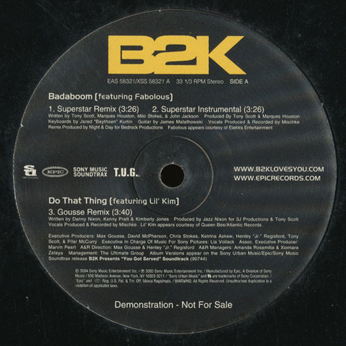 B2K - Badaboom (Remixes) - Epic - EAS 58321 - 12", Promo 1648053853