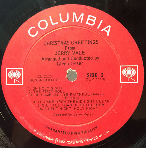 Jerry Vale - Christmas Greetings From Jerry Vale - Columbia - CL-2225 - LP, Album, Mono 1651749355