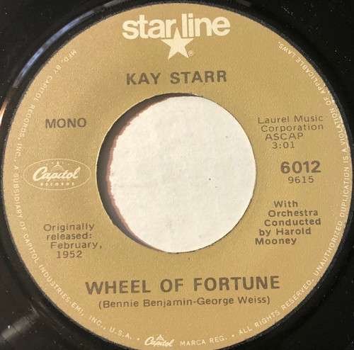 Kay Starr - Wheel Of Fortune  - Capitol Records - 6012 - 7", Single, Mono, RE, Los 1712889820