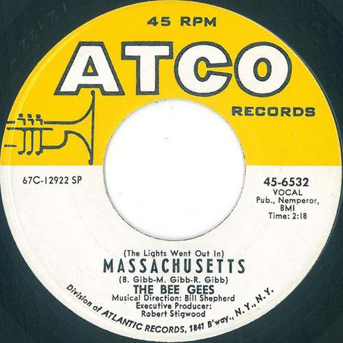 The Bee Gees* - (The Lights Went Out In) Massachusetts (7", Single, SP )