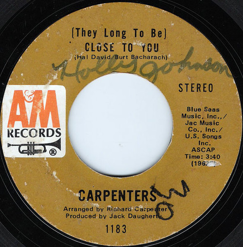 Carpenters - (They Long To Be) Close To You - A&M Records - 1183 - 7", Ter 1714098406