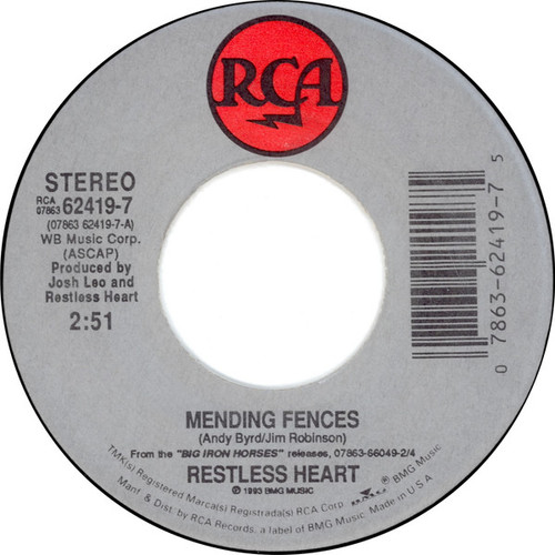 Restless Heart - Mending Fences - RCA - 07863 62419-7 - 7" 1712899594
