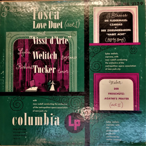 Ljuba Welitsch, Richard Tucker (2) - Puccini: Tosca Love Duet (Act I) And "Vissi D'Arte" - Columbia Masterworks - ML 2139 - 10", Album 1745682151