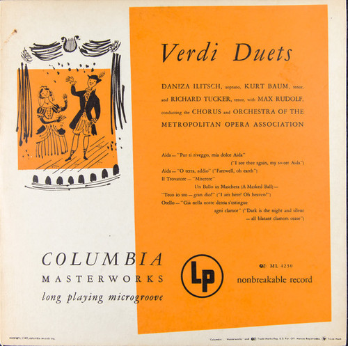 Verdi*, Daniza Ilitsch, Kurt Baum, Richard Tucker (2), Max Rudolf Conducting The  Chorus* And Orchestra Of The Metropolitan Opera Association Of New York - Verdi Duets  (LP, Mono)