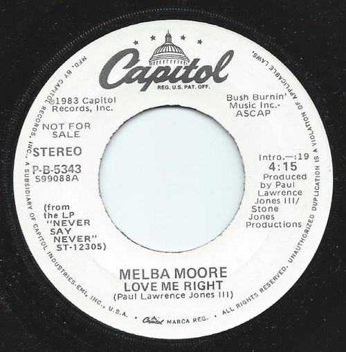 Melba Moore - Love Me Right (7", Promo)